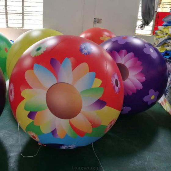 厂家直销新款充气空飘球彩色喷绘花朵球飘空气球氢气球加厚PVC球
