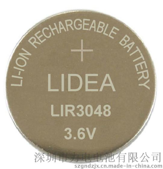3.7V可充锂离子纽扣电池LIR3048